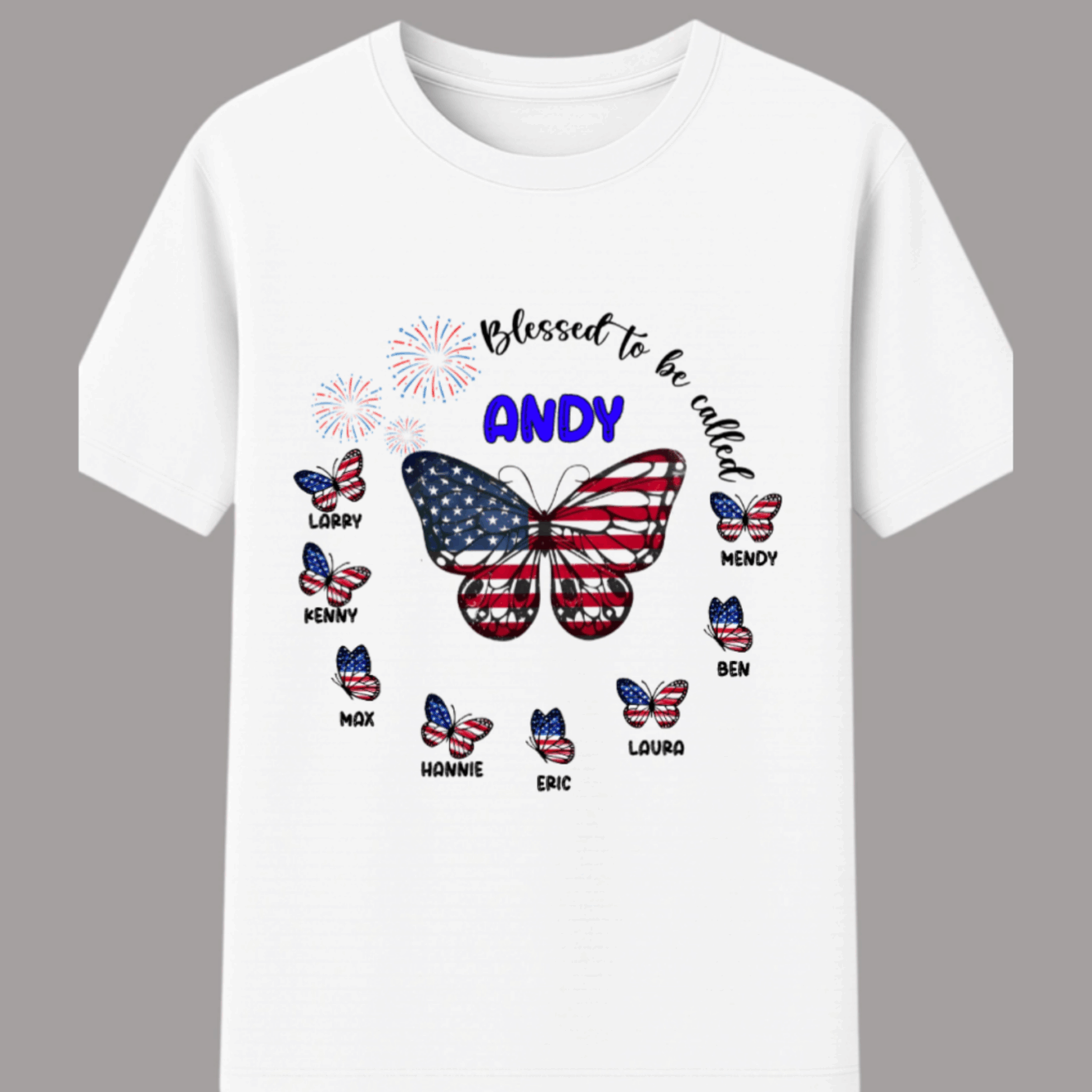 Personalized Gift For Mom Grandma 4th Of July Patriotic Butterfly Shirt – Hoodie – Sweatshirt