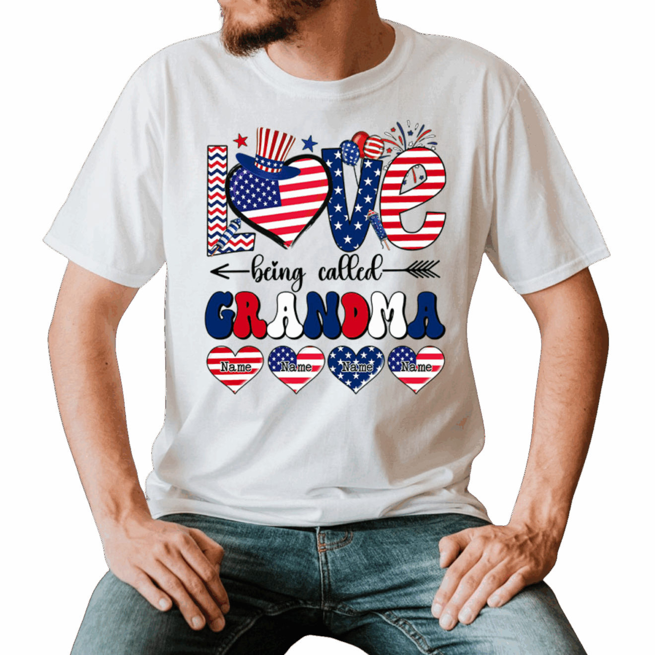 Personalized Grandma Love Being Called Grandma 4th Of July T-Shirt