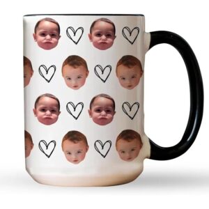 Personalized Father's Day Mug, Custom Coffee Cup with Your Photo,Baby Face or Fist Bump Design, Gift for Dad, Daddy, Papa or Grandpa 