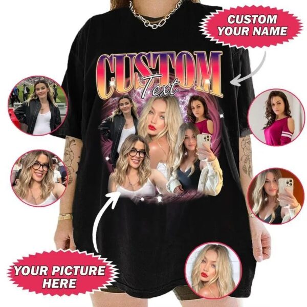 Custom Graphic Photo Vintage Washed Shirt, Family Bootleg Graphic Shirt, Personalize Bootleg Custom, Graduation Gift Idea