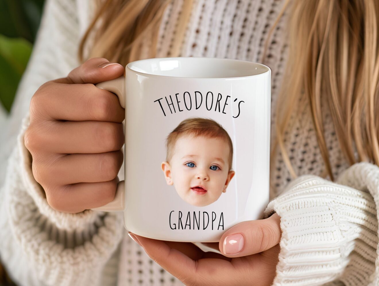 Grandpa Mug Gift, Personalized Baby Face Photo Mug For Grandpa Birthday, Baby Face Coffee Mug - Image 2