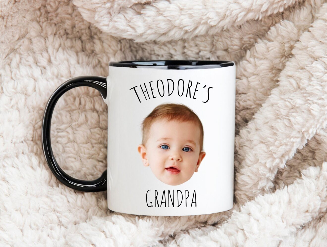 Grandpa Mug Gift, Personalized Baby Face Photo Mug For Grandpa Birthday, Baby Face Coffee Mug