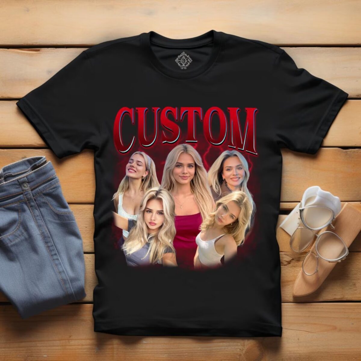 Personalised Bootleg T Shirt, Girlfriend T Shirt Personalised, Vintage Tshirt, Custom Collage Design Tshirt.90s Bootleg T-shirt - Image 3