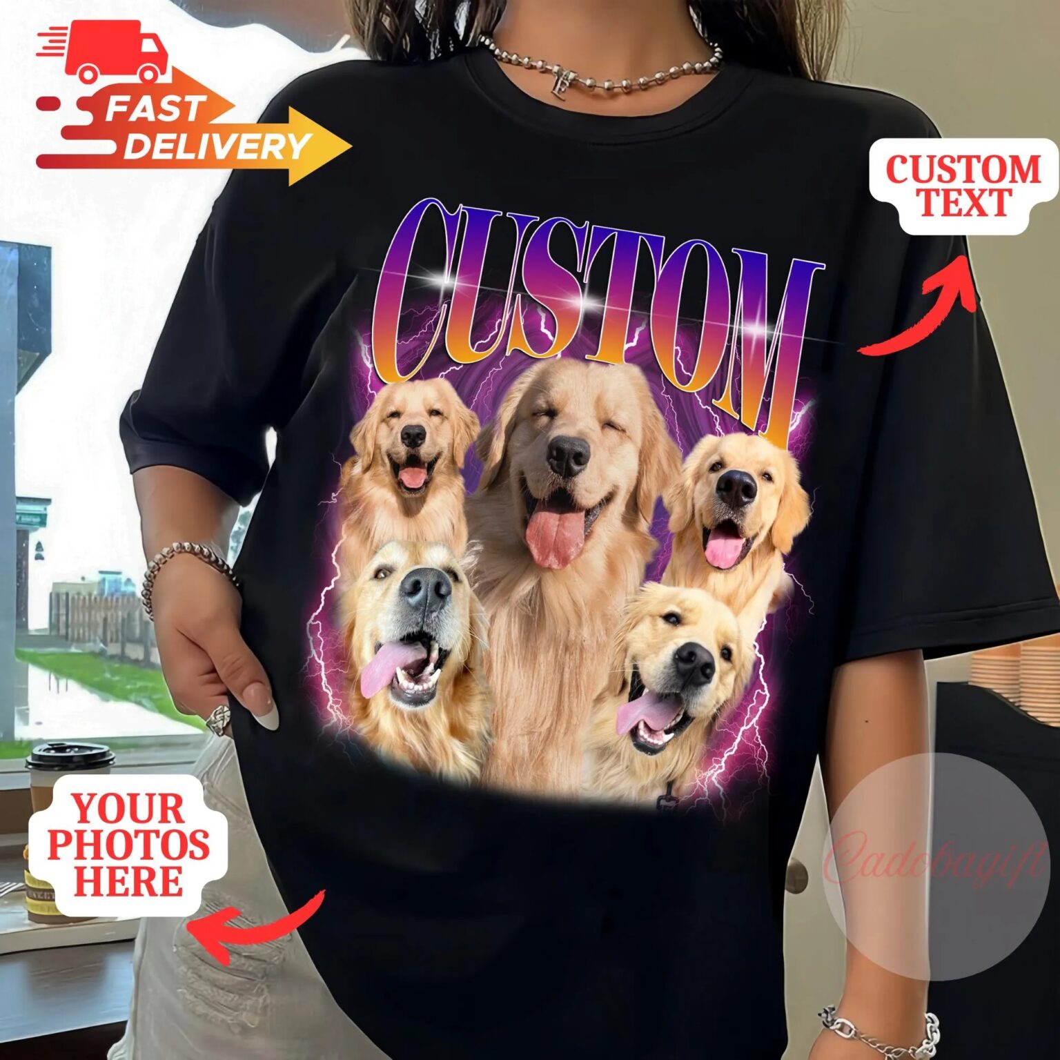 Custom Bootleg Shirt, Comfort Colors Pet Shirt, Personalized Dog Shirt, Custom Pet Portrait Tee - Image 3