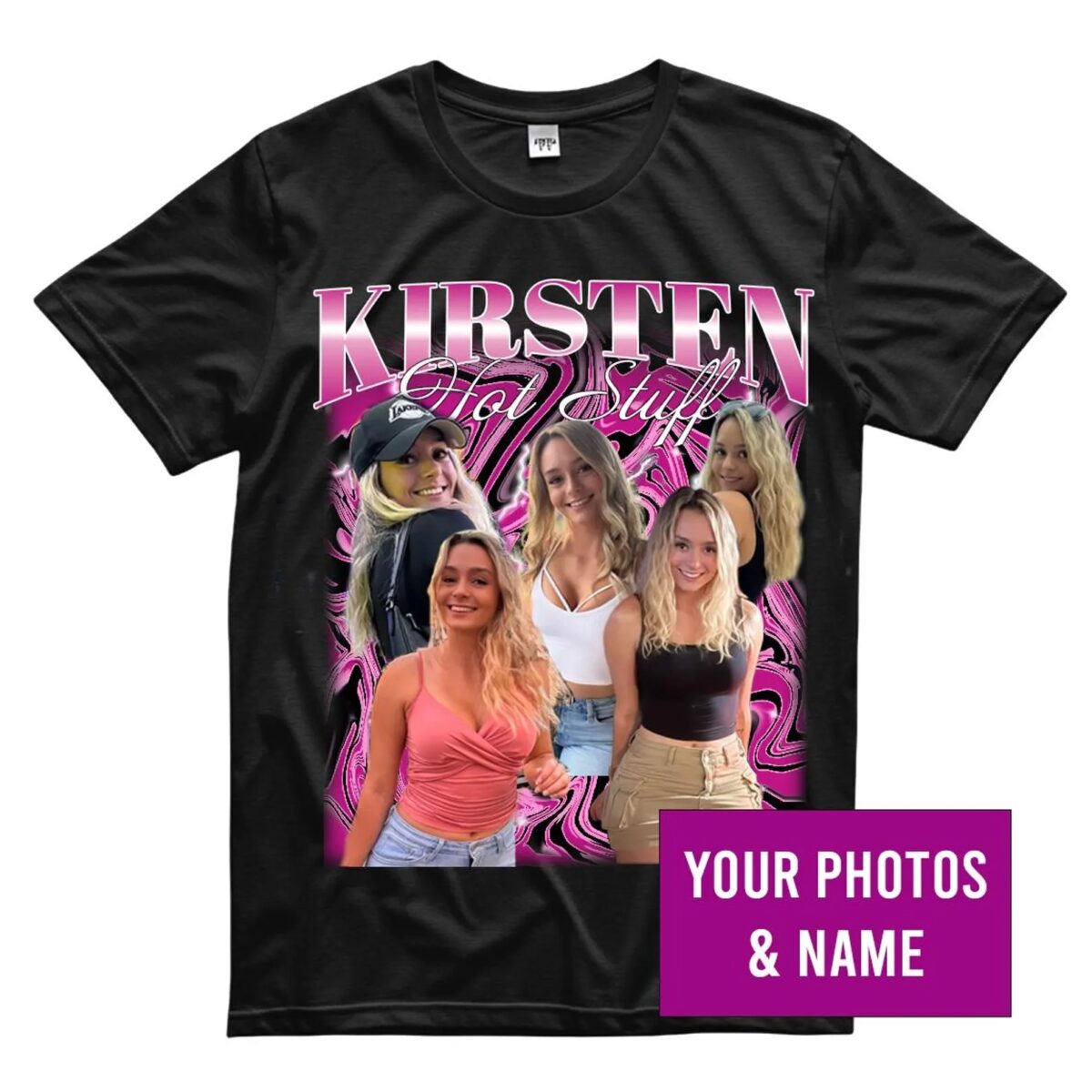 Personalised Bootleg T Shirt, Girlfriend T Shirt Personalised, Vintage Tshirt, Custom Collage Design Tshirt