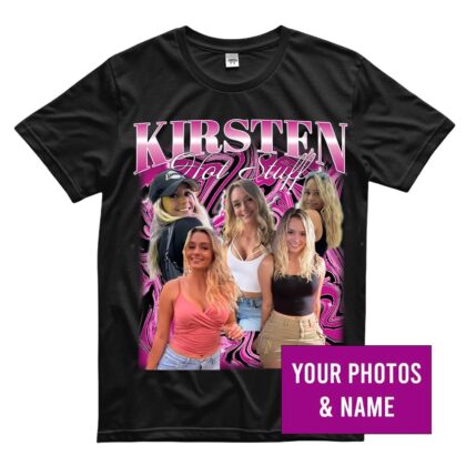 Personalised Bootleg T Shirt, Girlfriend T Shirt Personalised, Vintage Tshirt, Custom Collage Design Tshirt