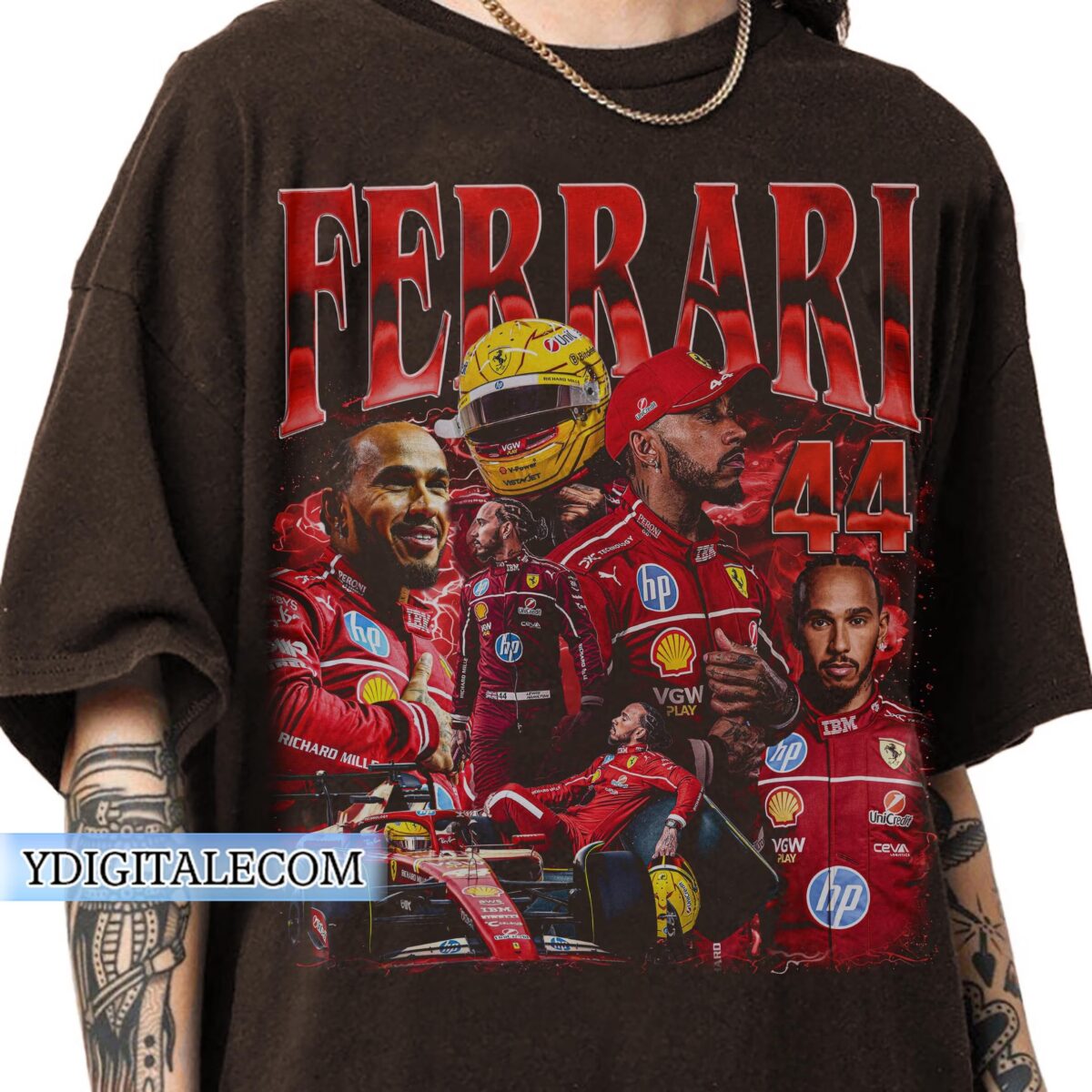 Vintage 90s Graphic Style Lewis Hamilton T-shirt, Lewis Hamilton Ferrari T-shirt Gifts For Man and Women Unisex T-shirt - Image 2