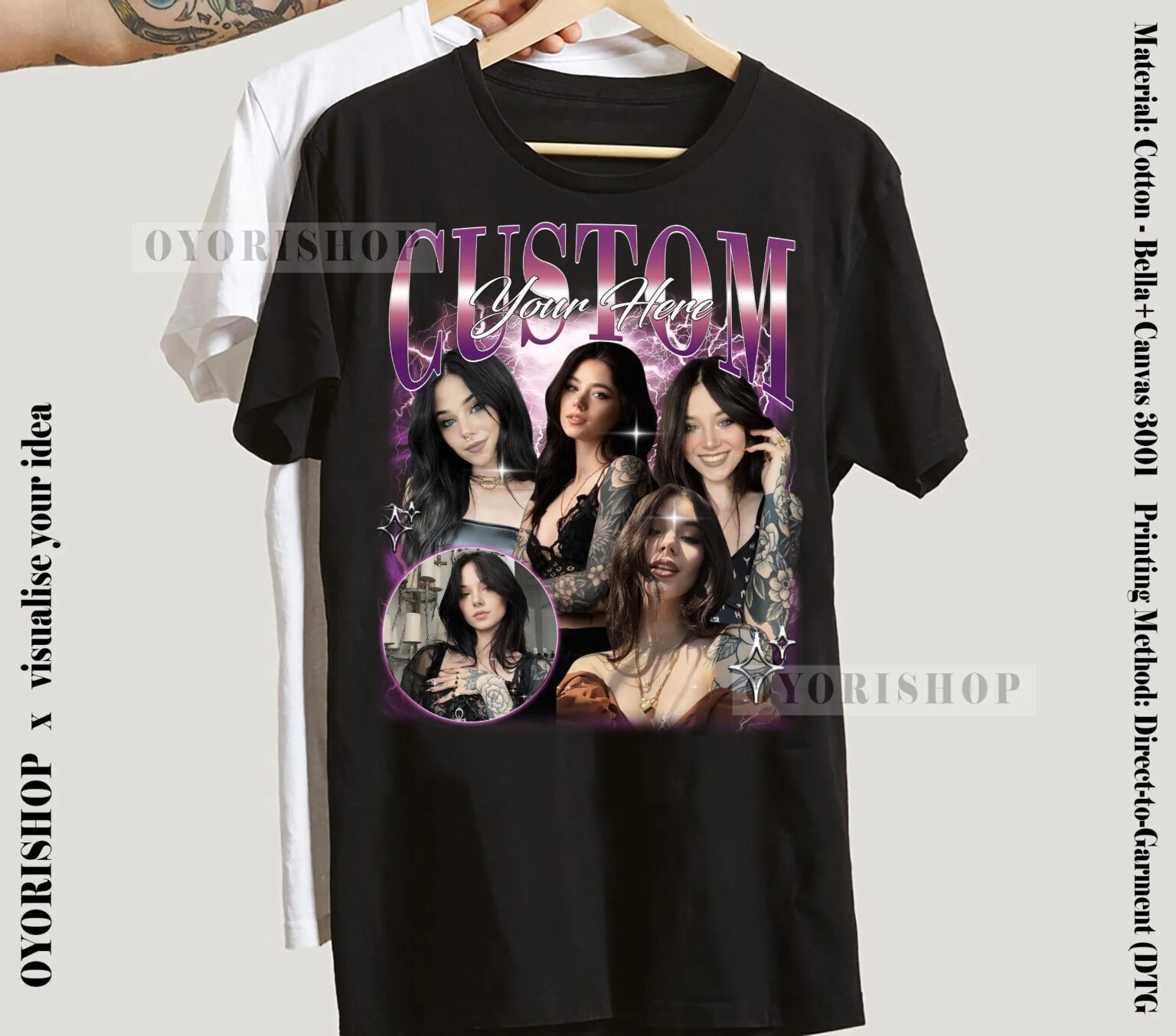 Personalised Bootleg T shirt, Girlfriend T shirt Personalised, Vintage tshirt, Custom Collage Design Tshirt, 90s Bootleg T shirt - Image 2