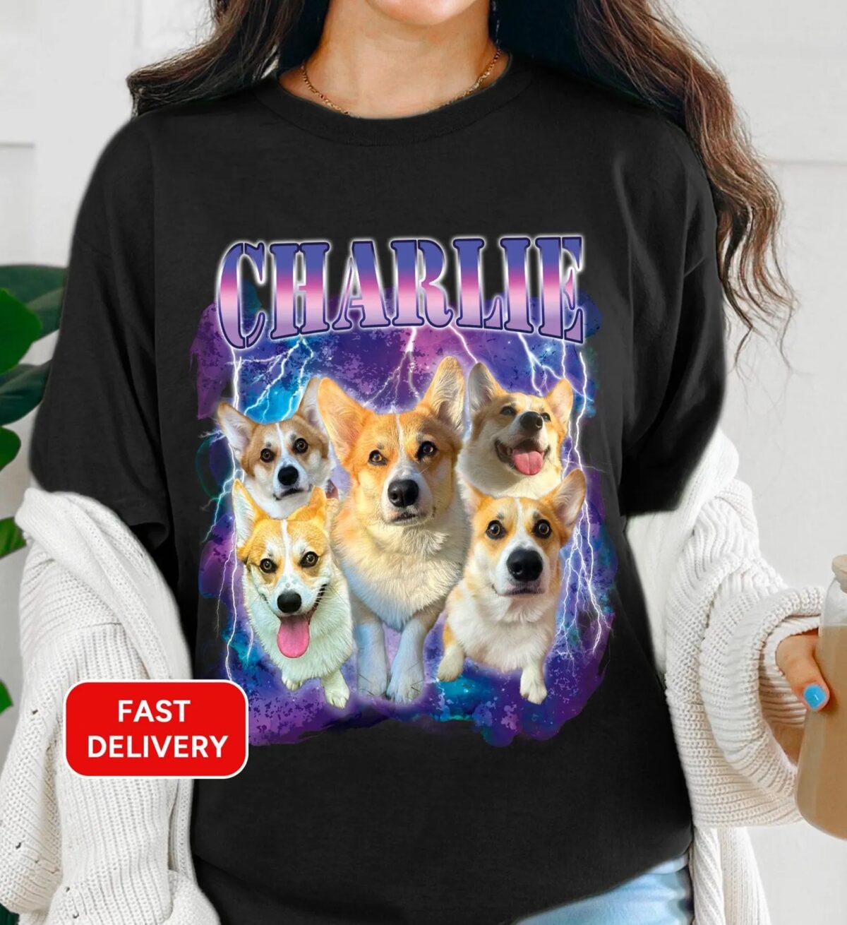 CUSTOM PET PORTRAIT Gift Shirt, Custom Rap Tshirt, Pet Photo Shirt, Bootleg Retro Rap 90s Style TShirt - Image 4