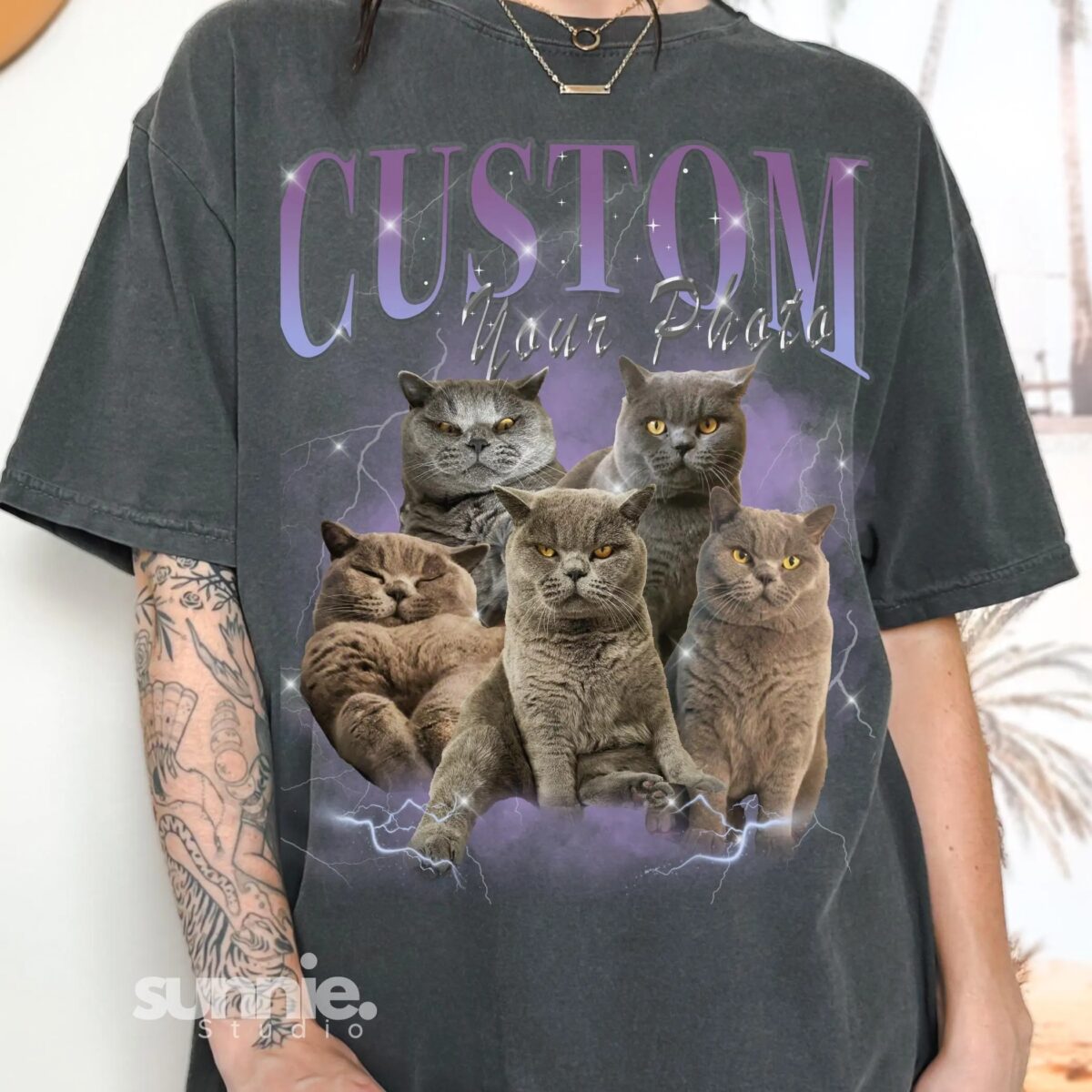 CUSTOM Vintage Bootleg Pet Shirt Photo + Name Custom Cat Dog Portrait Personalised Shirt - Image 4