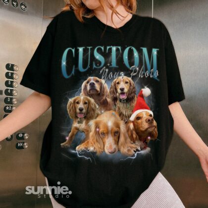 CUSTOM Vintage Bootleg Pet Shirt Photo + Name Custom Cat Dog Portrait Personalised Shirt