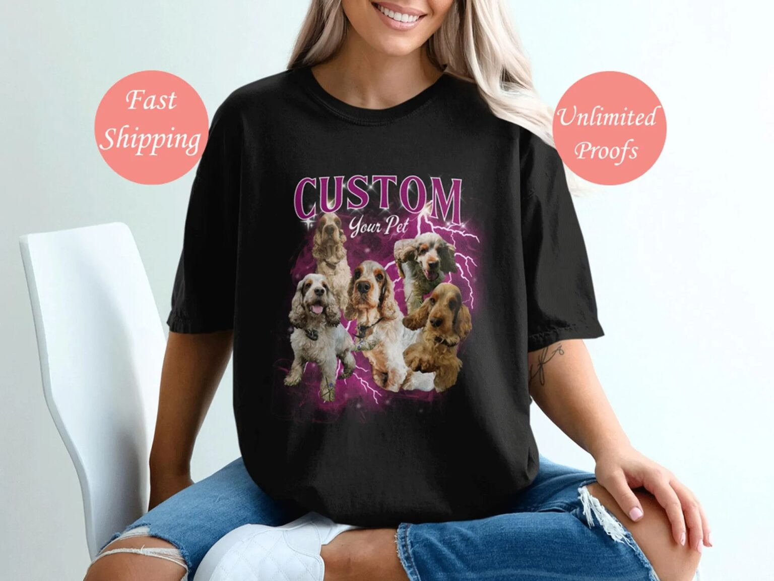 Custom Vintage Bootleg Pet Shirt Pet Photo and Name Custom Dog Portrait Personalised T-Shirt Custom T Shirts Cat Shirt 90's Tee