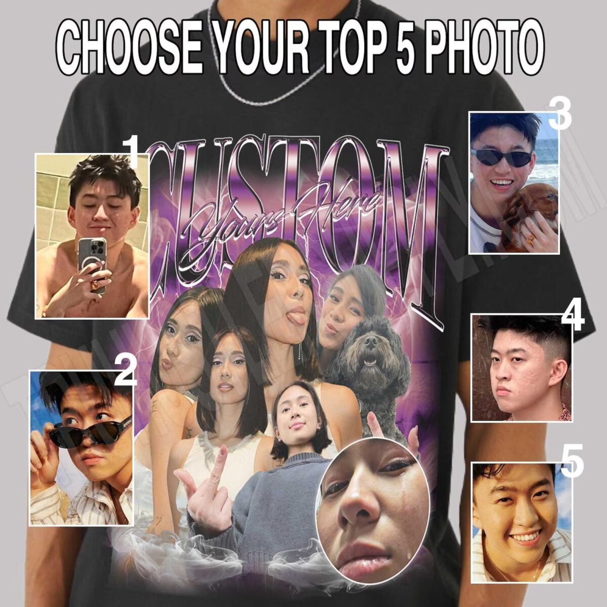 Custom Bootleg Rap Tee, Custom Your Girlfriend Boyfriend Vintage Graphic 90s Tshirt, Custom Photo Shirt - Image 2