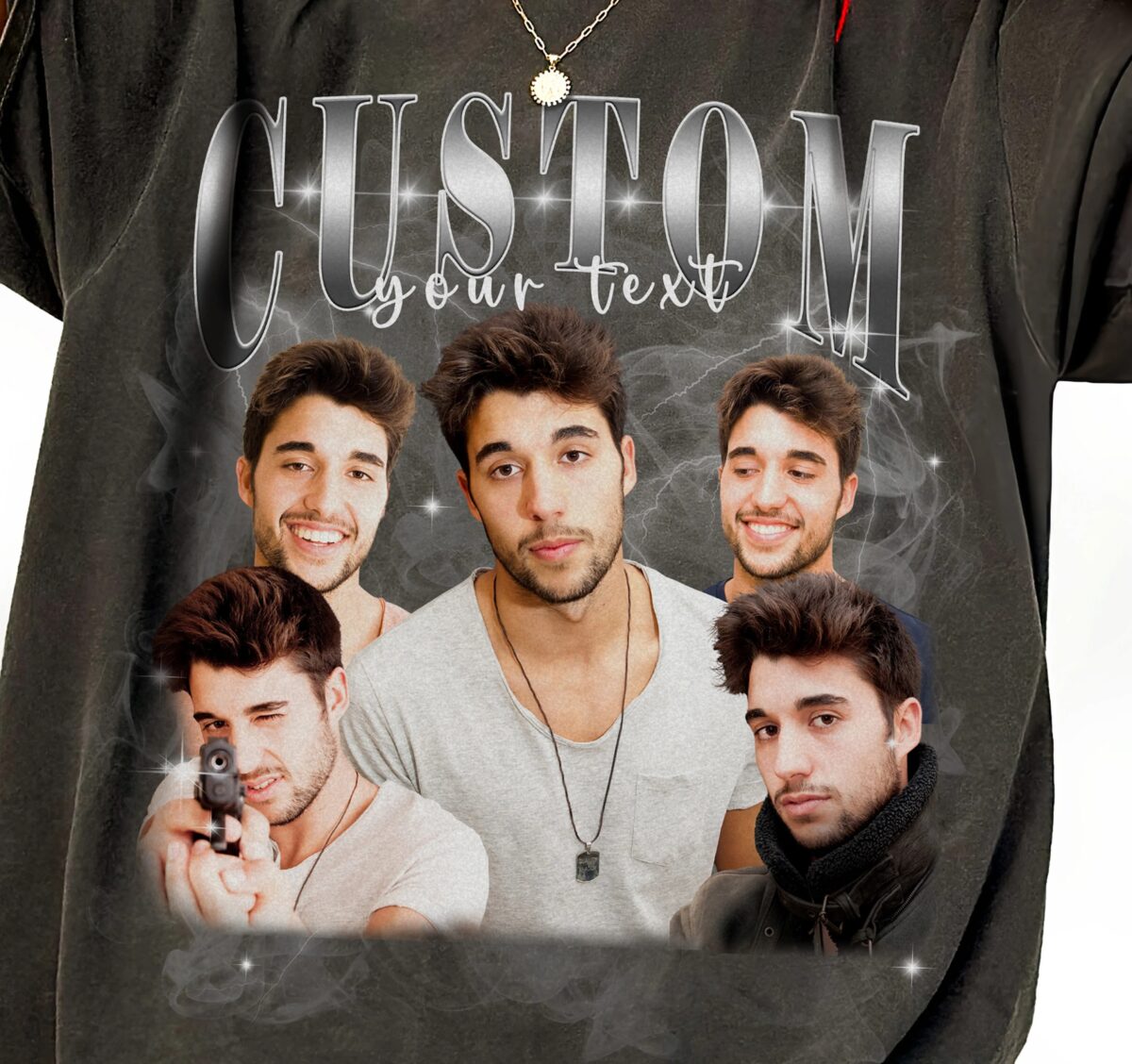 Custom Graphic Photo Vintage Washed Shirt, Family Bootleg Graphic Shirt, Personalize Portrait Shirt - Image 3