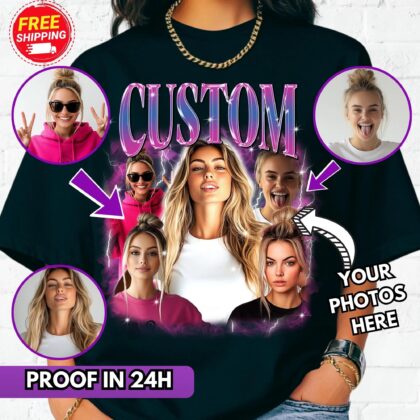 Custom Face Shirt, Bootleg T-shirt, Custom Girlfriend and Boyfriend Shirt, Personalised Bootleg Rap T-shirt