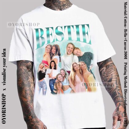 Personalised Bestie T-shirt, Retro Custom Bootleg Rap Tee, Custom Photo Bestie, Best Friend Birthday