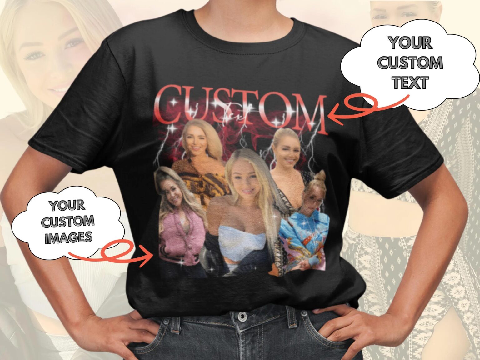 Custom Your Own Bootleg Tee, Retro Custom Bootleg Rap Tee, Custom Bootleg, Custom Your Photo, Insert Your Design - Image 3