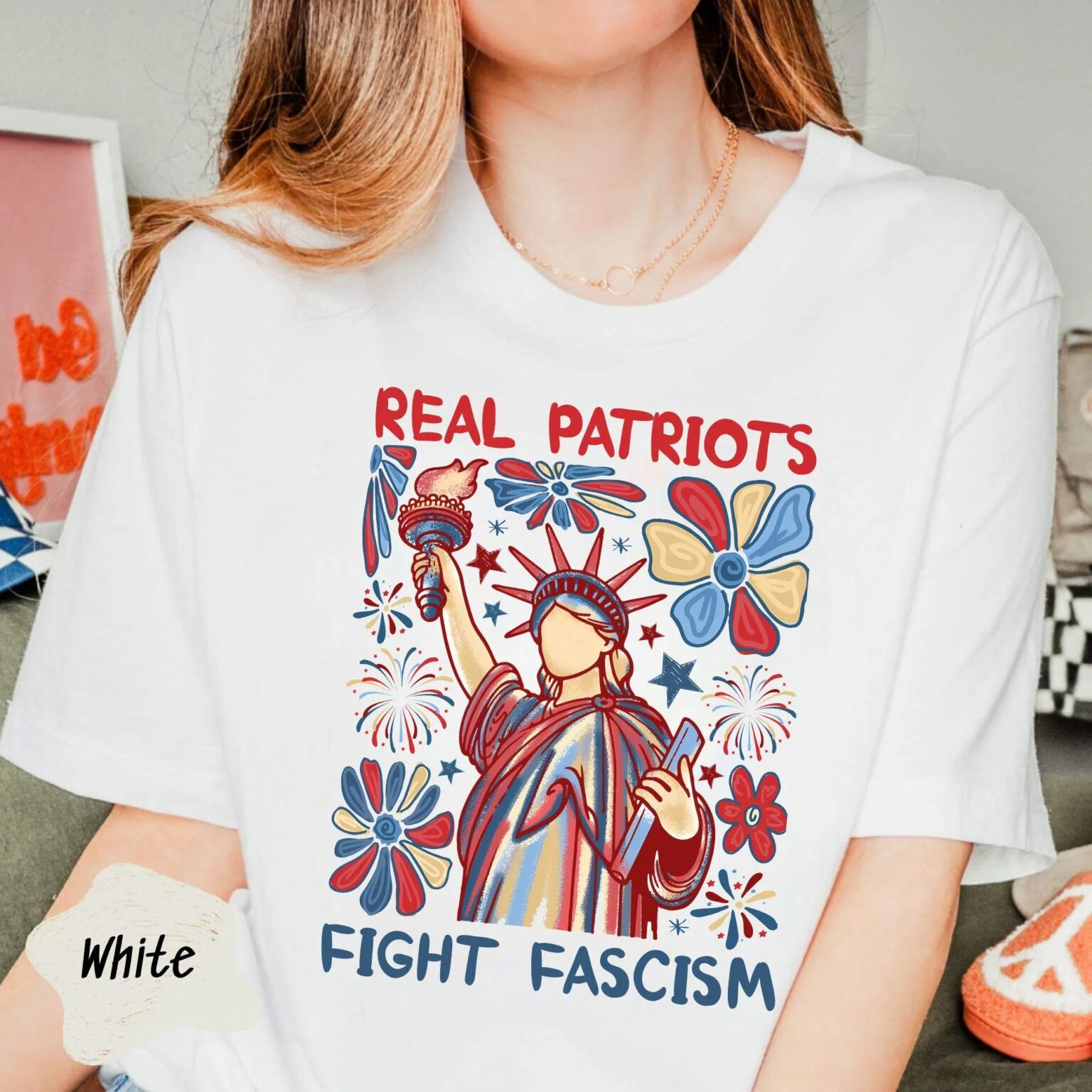 Real Patriots Fight Fascism Shirt, Anti Fascist Political Protest 4th of July Equality Freedom Justice Resistance Rights Gift, Tshirt USA - Image 4
