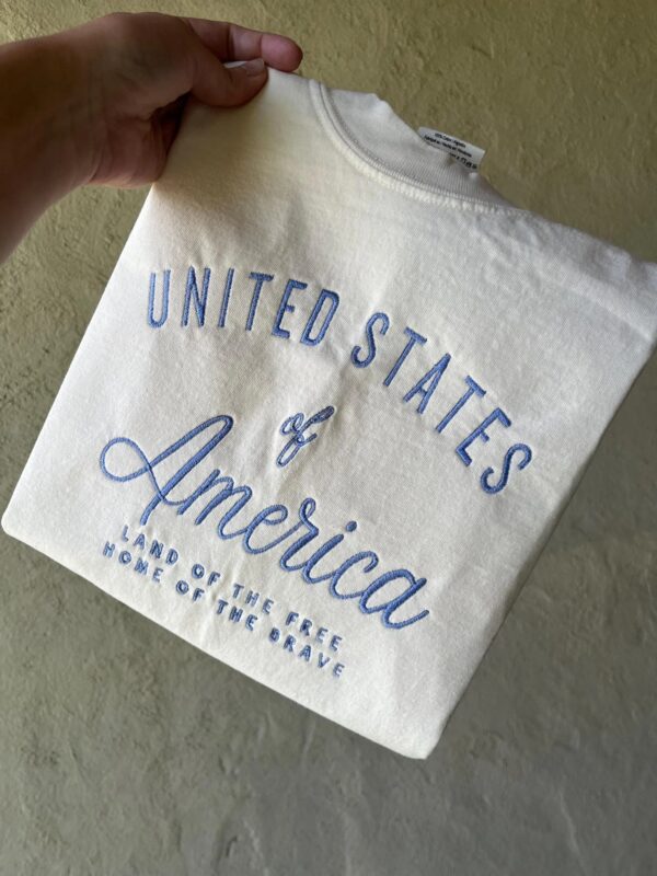 America Comfort Colors Tee, USA Shirt, 4th Of July T-Shirt, Embroidered Tee, Embroidered Shirt, Custom Shirt, Summer Shirt