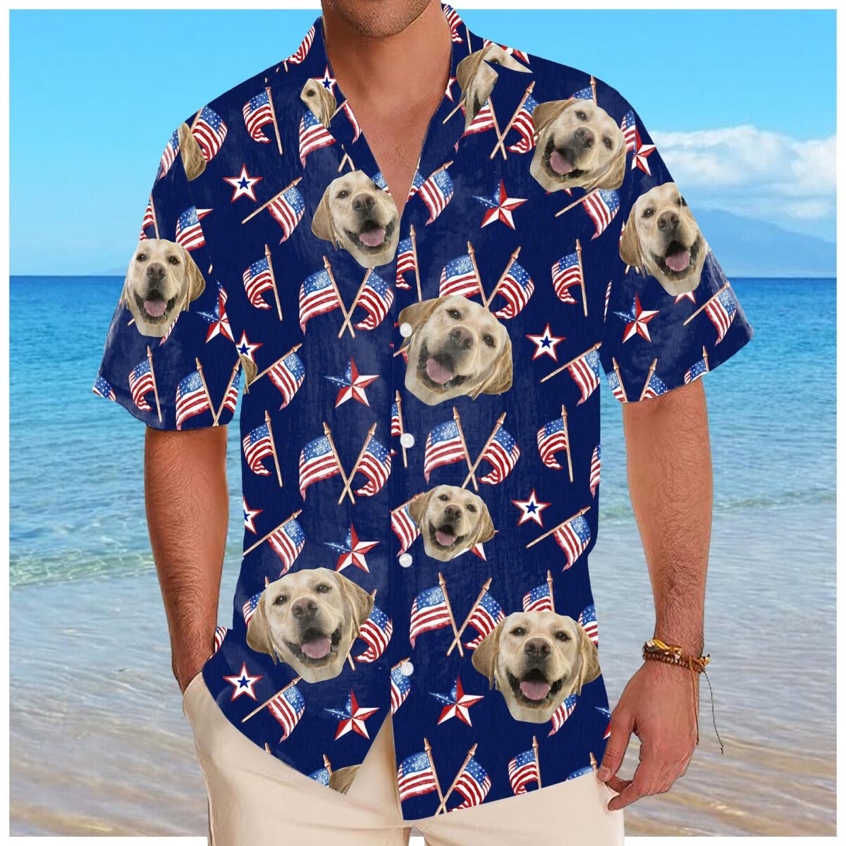 Custom Face American Flag Hawaiian Shirt, Personalized Picture Summer Shirt Custom 4th of July Button Down - Image 10