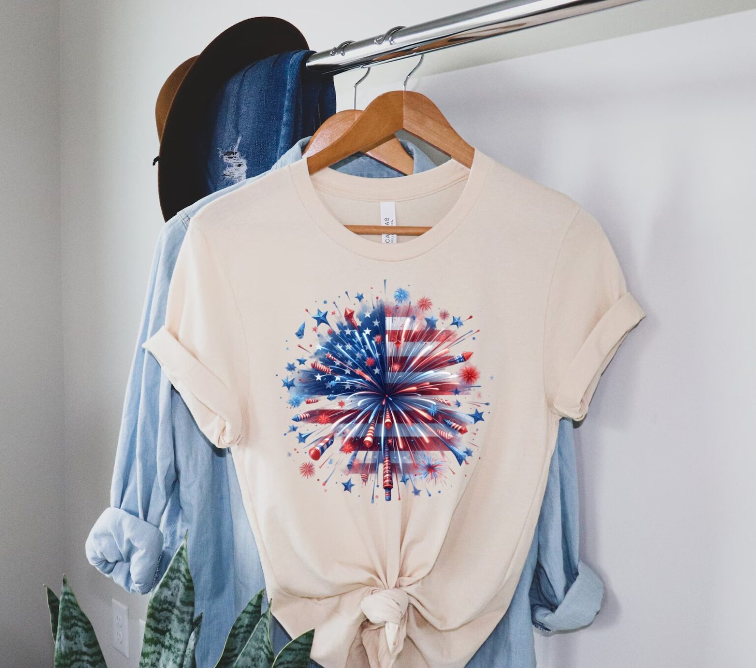 USA Firework Women Shirt, 4th Of July Shirt, Independence Day Shirt, America, Red White Blue Shirt, Patriotic Shirt - Image 2