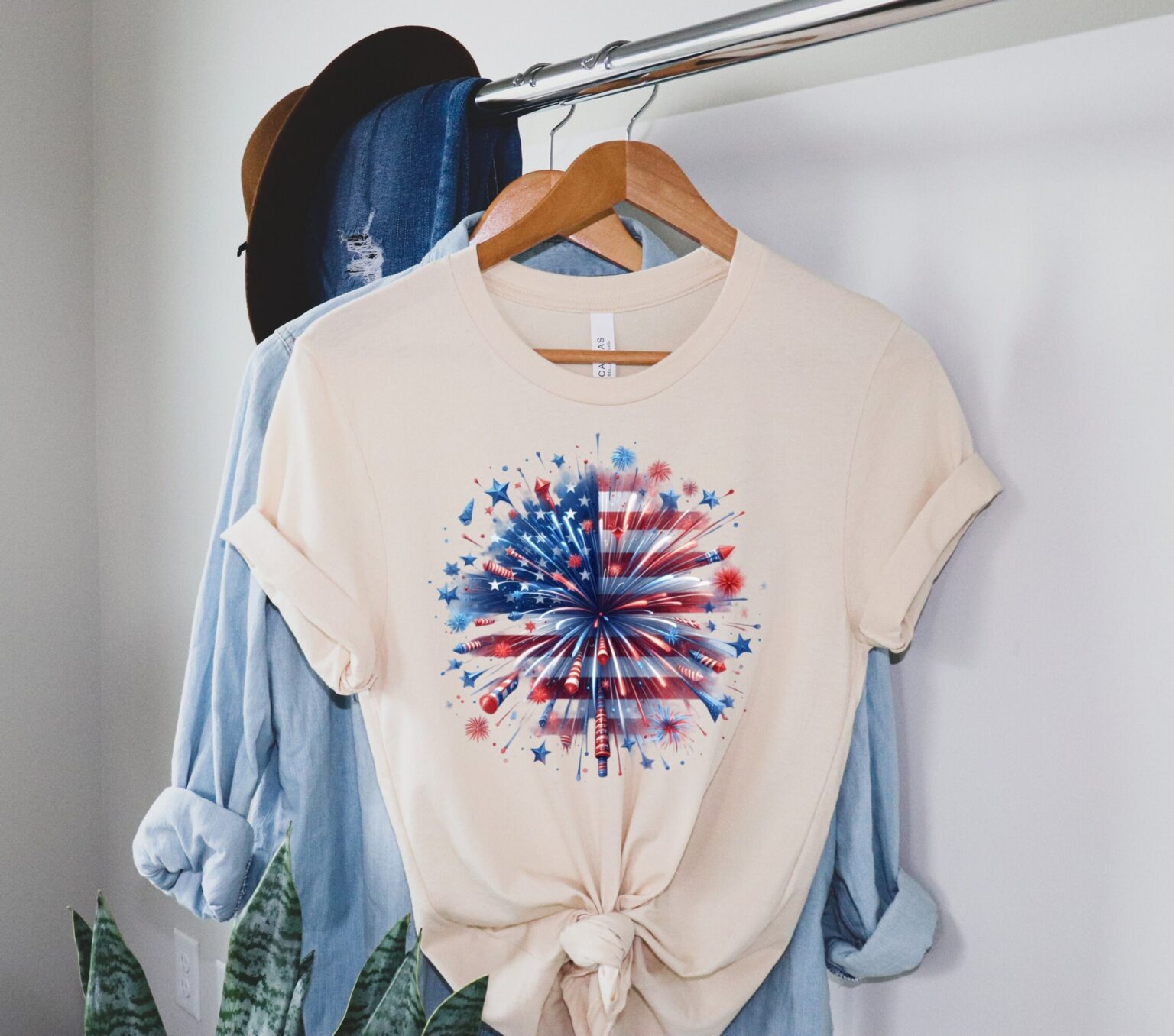 USA Firework Women Shirt, 4th Of July Shirt, Independence Day Shirt, America, Red White Blue Shirt, Patriotic Shirt - Image 4
