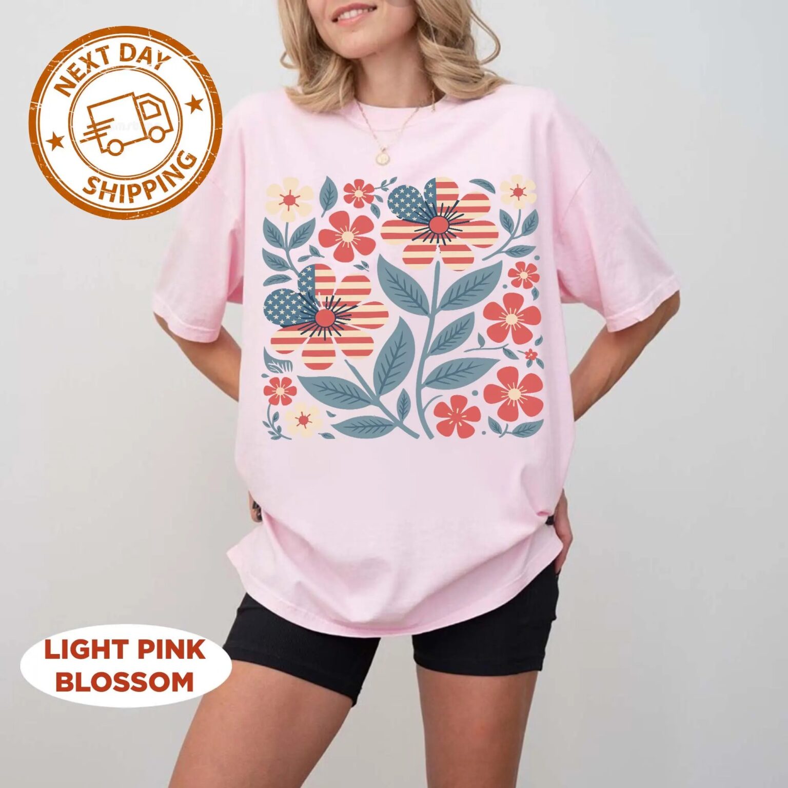 Boho Patriotic Daisy Shirt, American Flag Floral Tee, 4th of July USA Shirt, Comfort Colors T-Shirt - Image 2