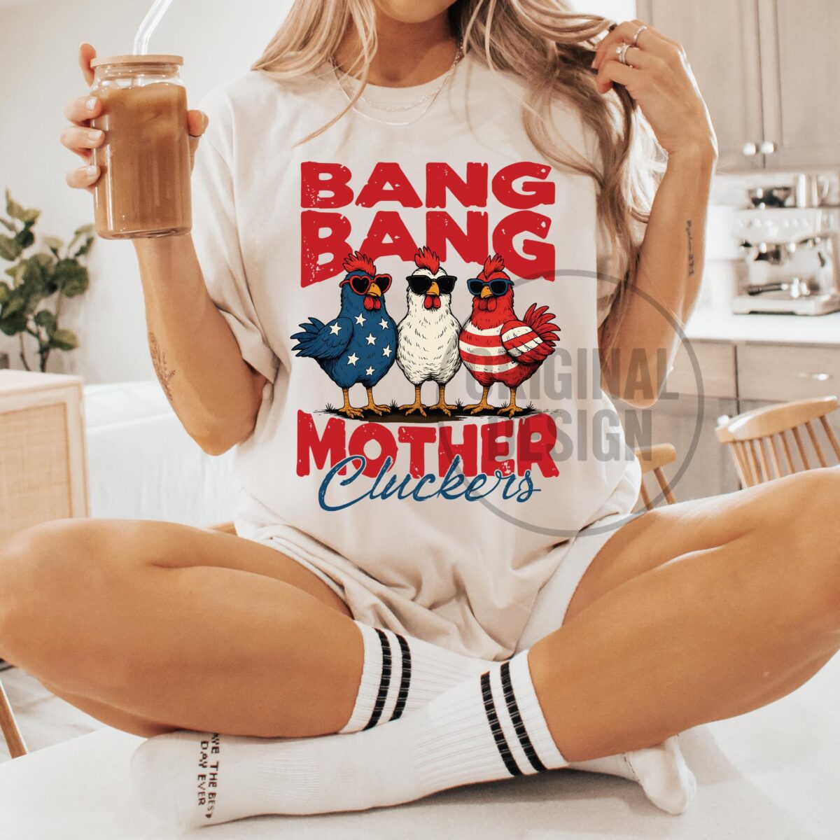Bang Bang Mother Cluckers Funny 4th of July Chicken Shirt Sublimation Design Patriotic Snarky Chicken shirt - Image 3