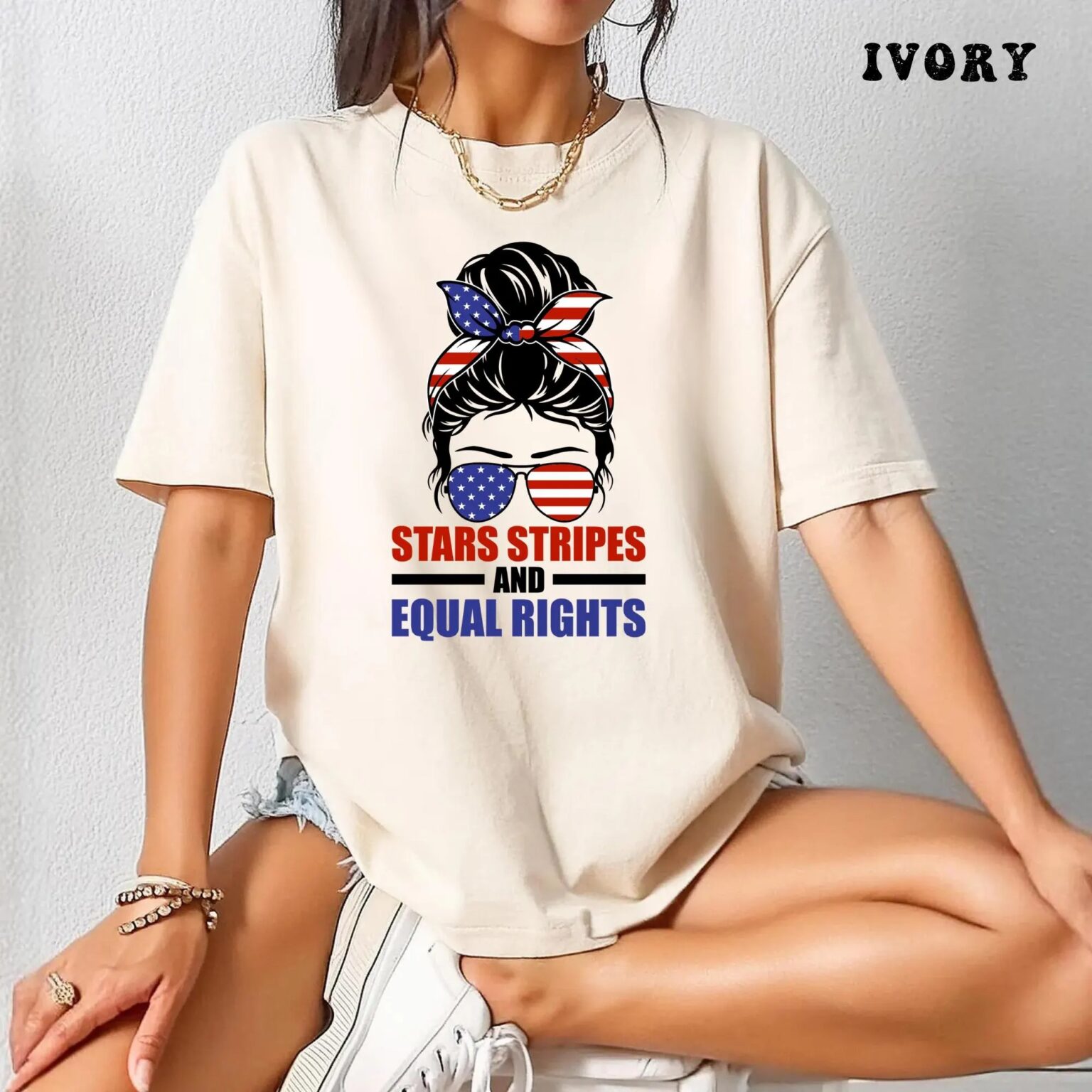 Stars Stripes And Equal Rights Shirt, 4th of July Feminist Shirt, Liberal American TShirt (Copy) - Image 10