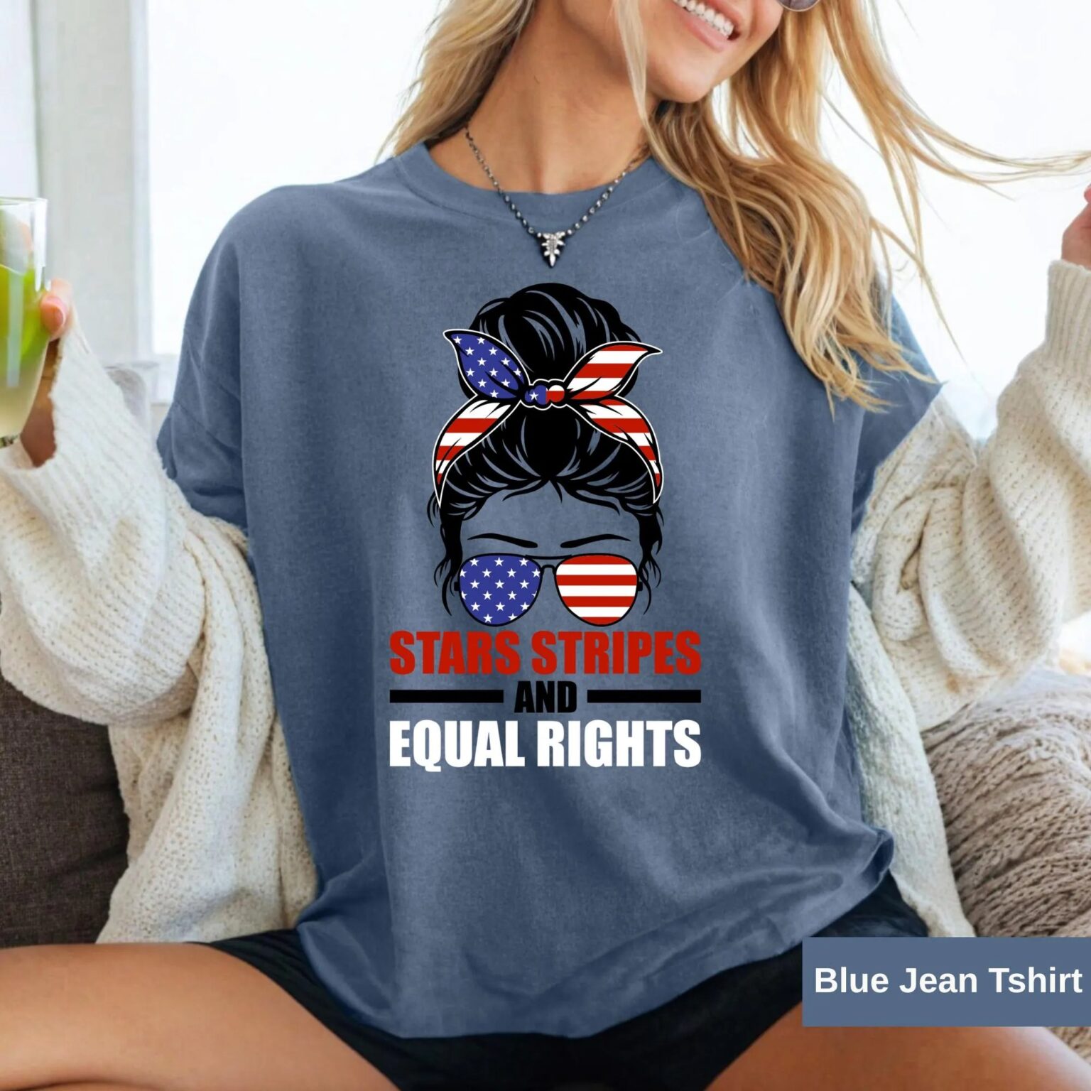 Stars Stripes And Equal Rights Shirt, 4th of July Feminist Shirt, Liberal American TShirt (Copy) - Image 11