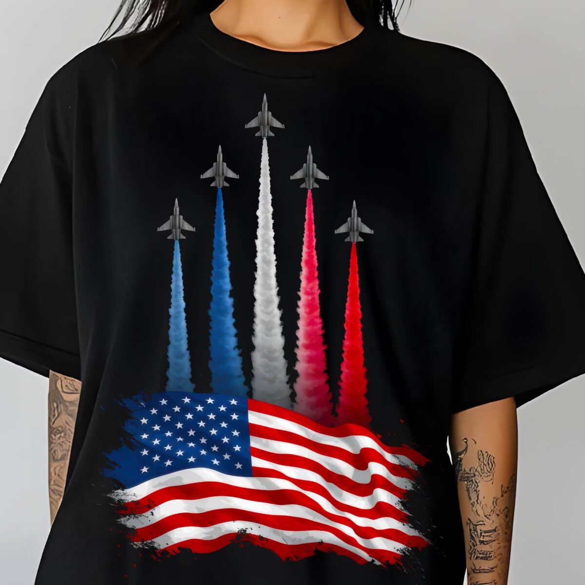 Realistic Jet Planes T‑Shirt | Patriotic 4th of July Shirt - Image 4