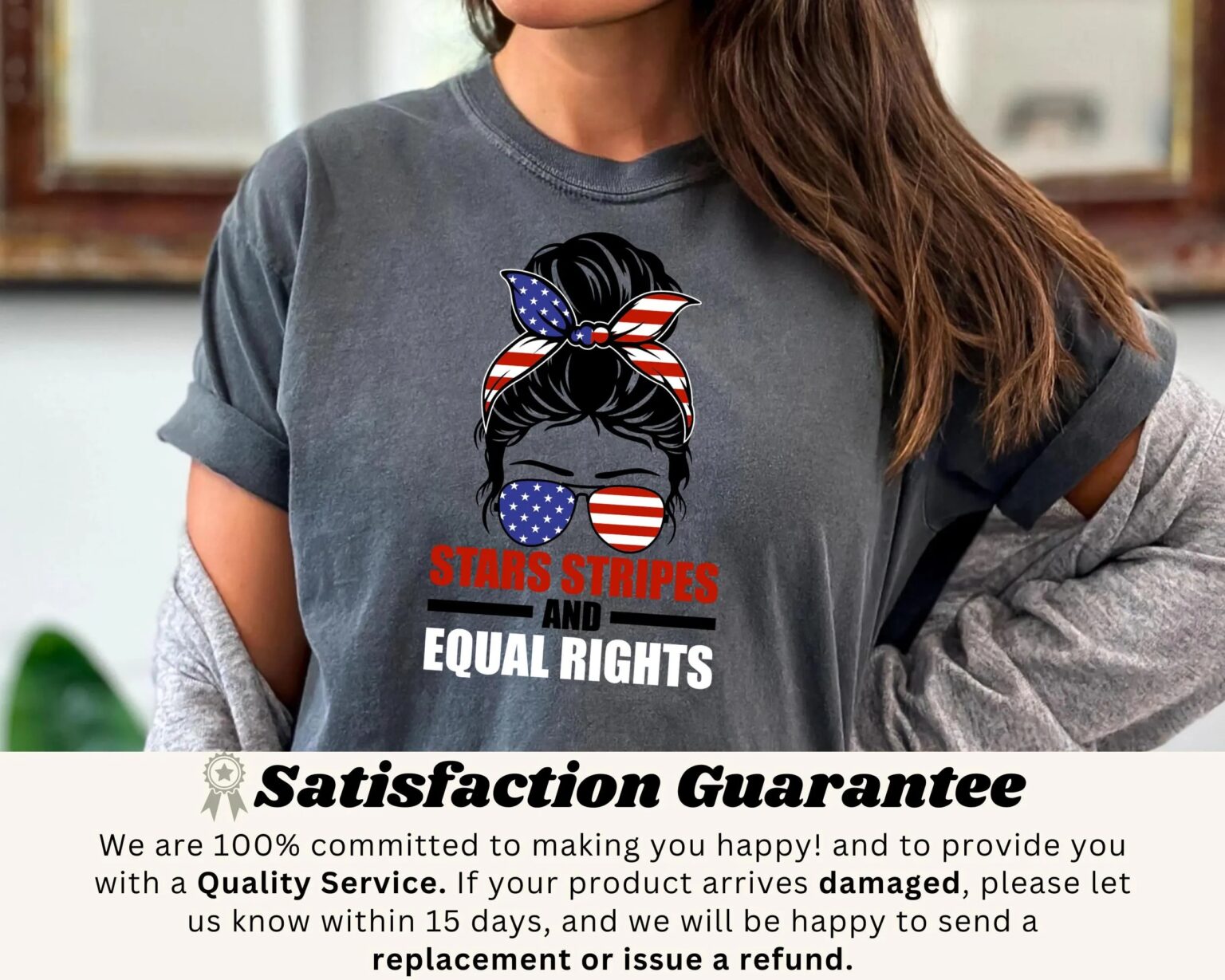 Stars Stripes And Equal Rights Shirt, 4th of July Feminist Shirt, Liberal American TShirt (Copy) - Image 15