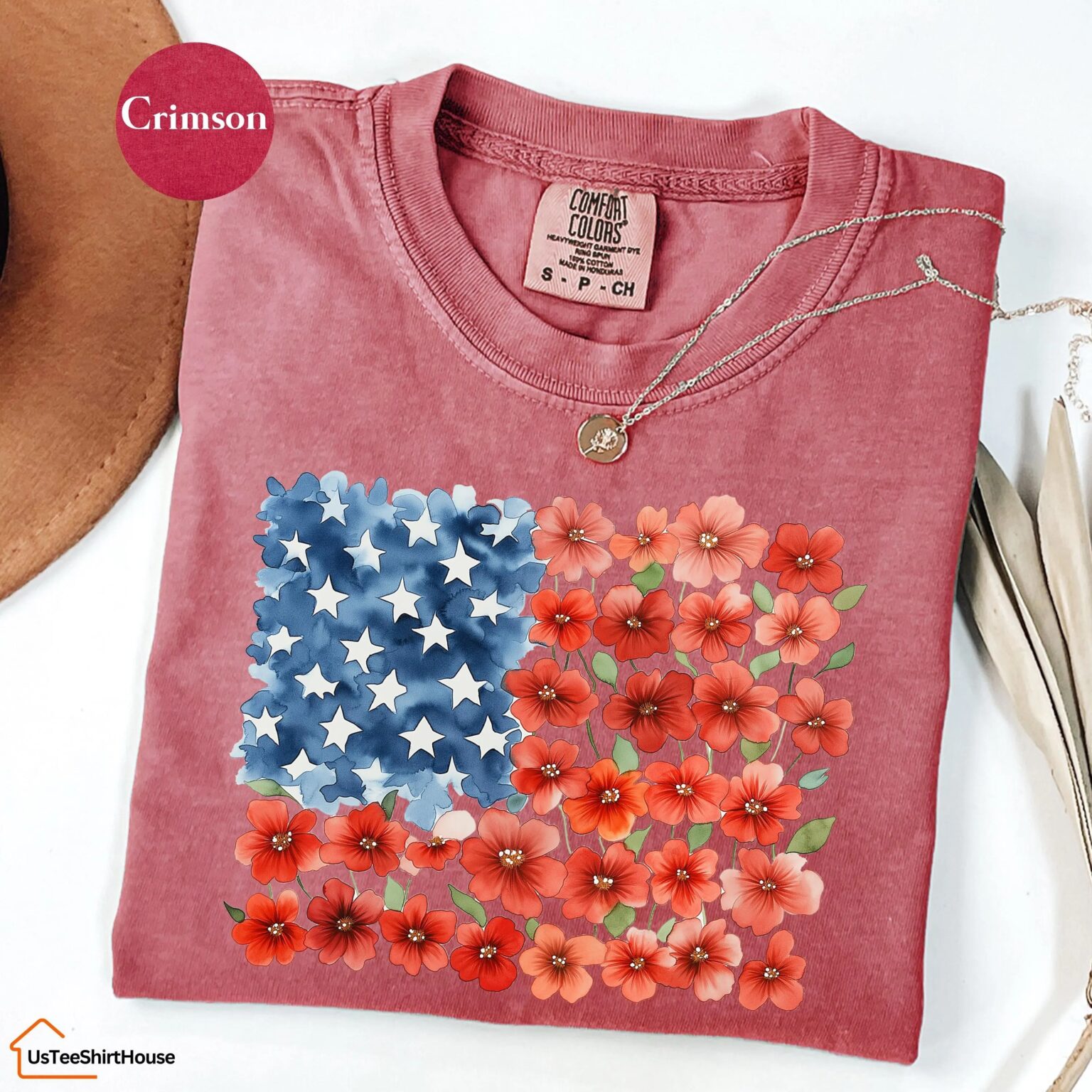 Comfort Colors Floral American Flag Shirt, 4th of July Shirt, Patriotic Shirt, Independence Day Shirt, Floral American Flag Shirt - Image 4