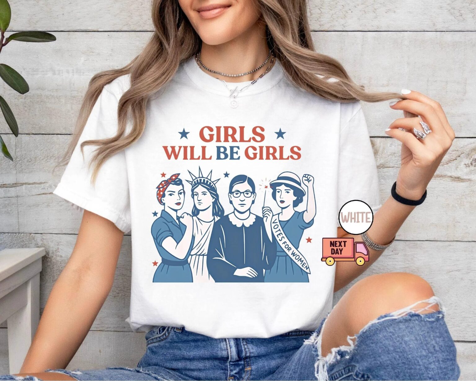 Patriotic Feminist 4th of July Tee, Strong American Women T-Shirt - Image 3