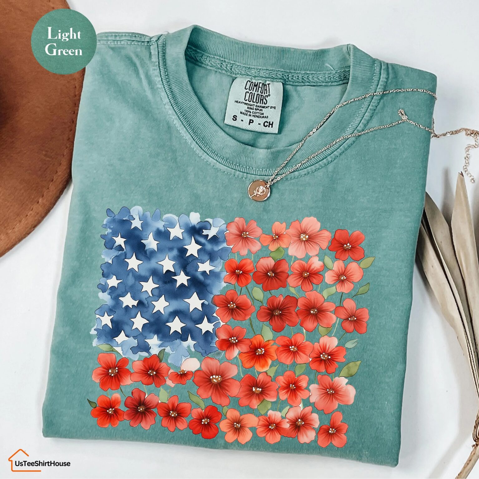 Comfort Colors Floral American Flag Shirt, 4th of July Shirt, Patriotic Shirt, Independence Day Shirt, Floral American Flag Shirt - Image 5