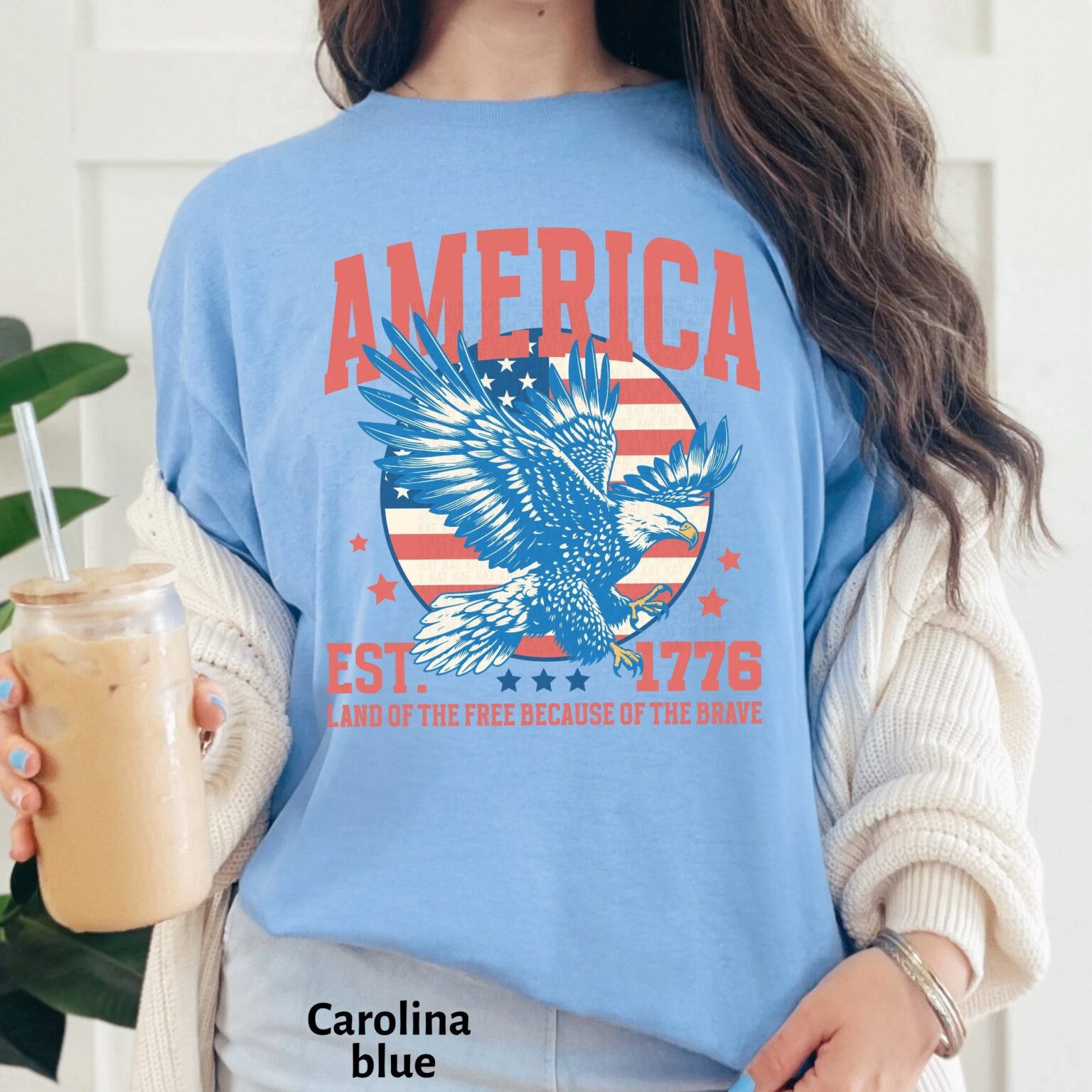 USA shirt, Summer BBQ t-shirt, Red White and Blue, America Tee, Comfort Colors® Women's 4th of July, Fourth of July Shirt T-Shirt - Image 2