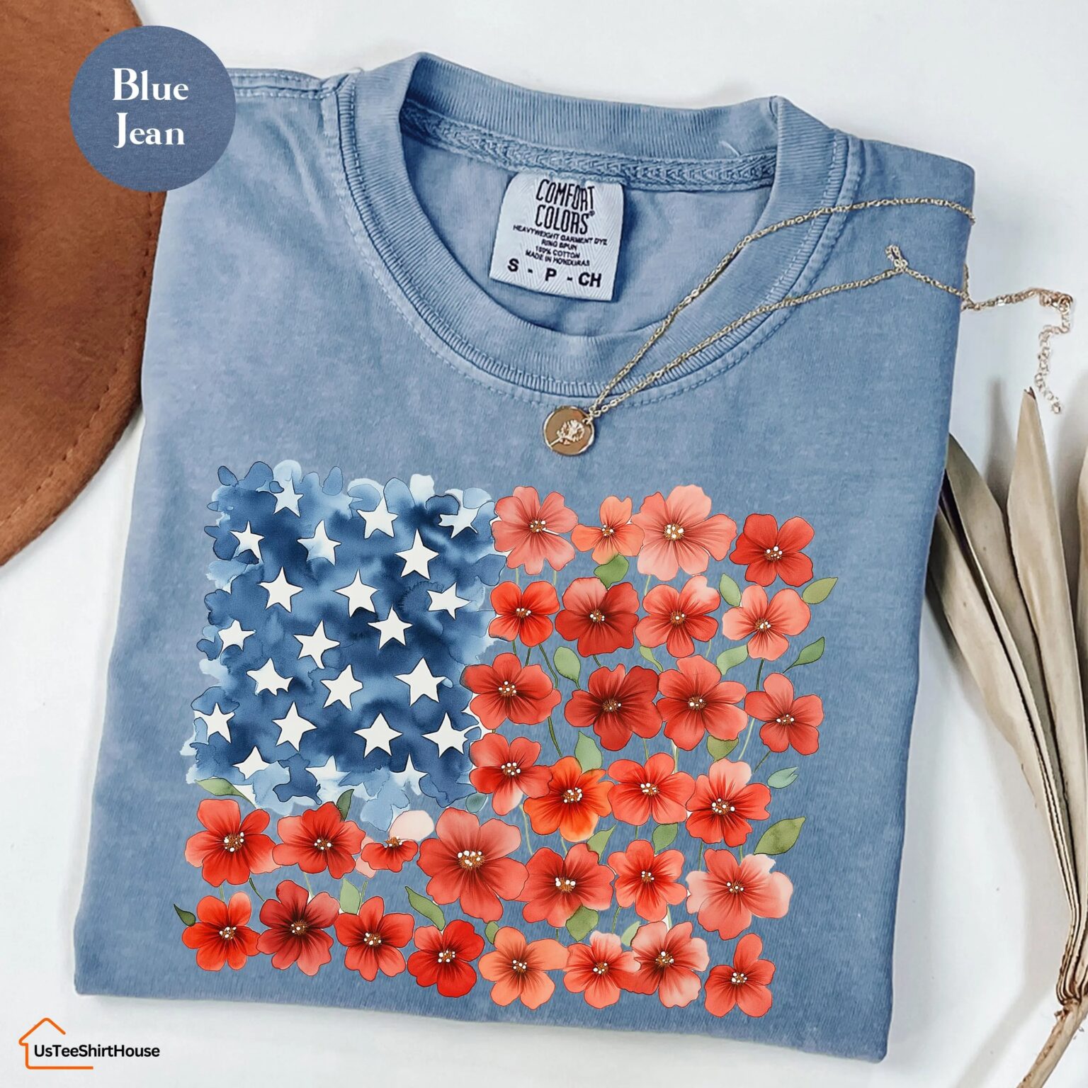 Comfort Colors Floral American Flag Shirt, 4th of July Shirt, Patriotic Shirt, Independence Day Shirt, Floral American Flag Shirt - Image 6