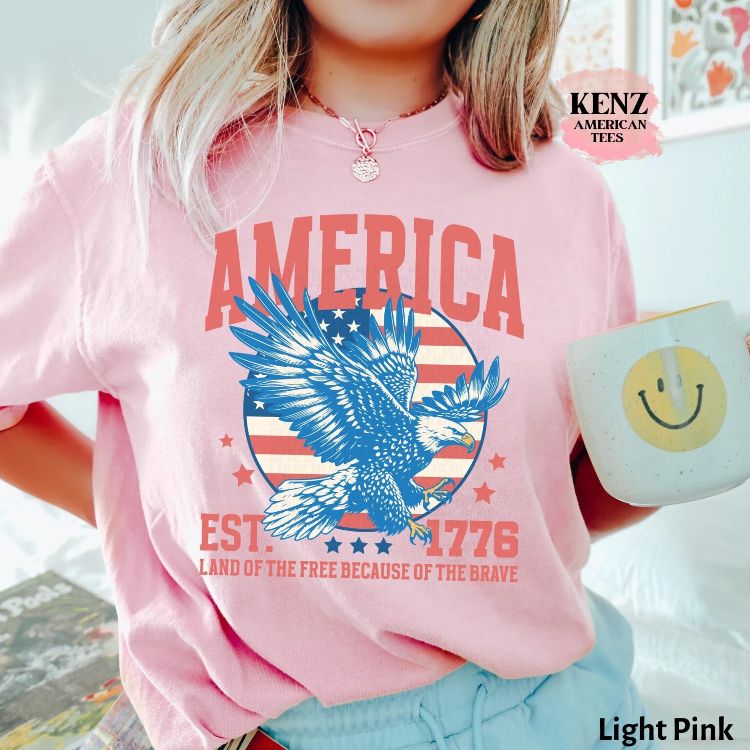 USA shirt, Summer BBQ t-shirt, Red White and Blue, America Tee, Comfort Colors® Women's 4th of July, Fourth of July Shirt T-Shirt - Image 6