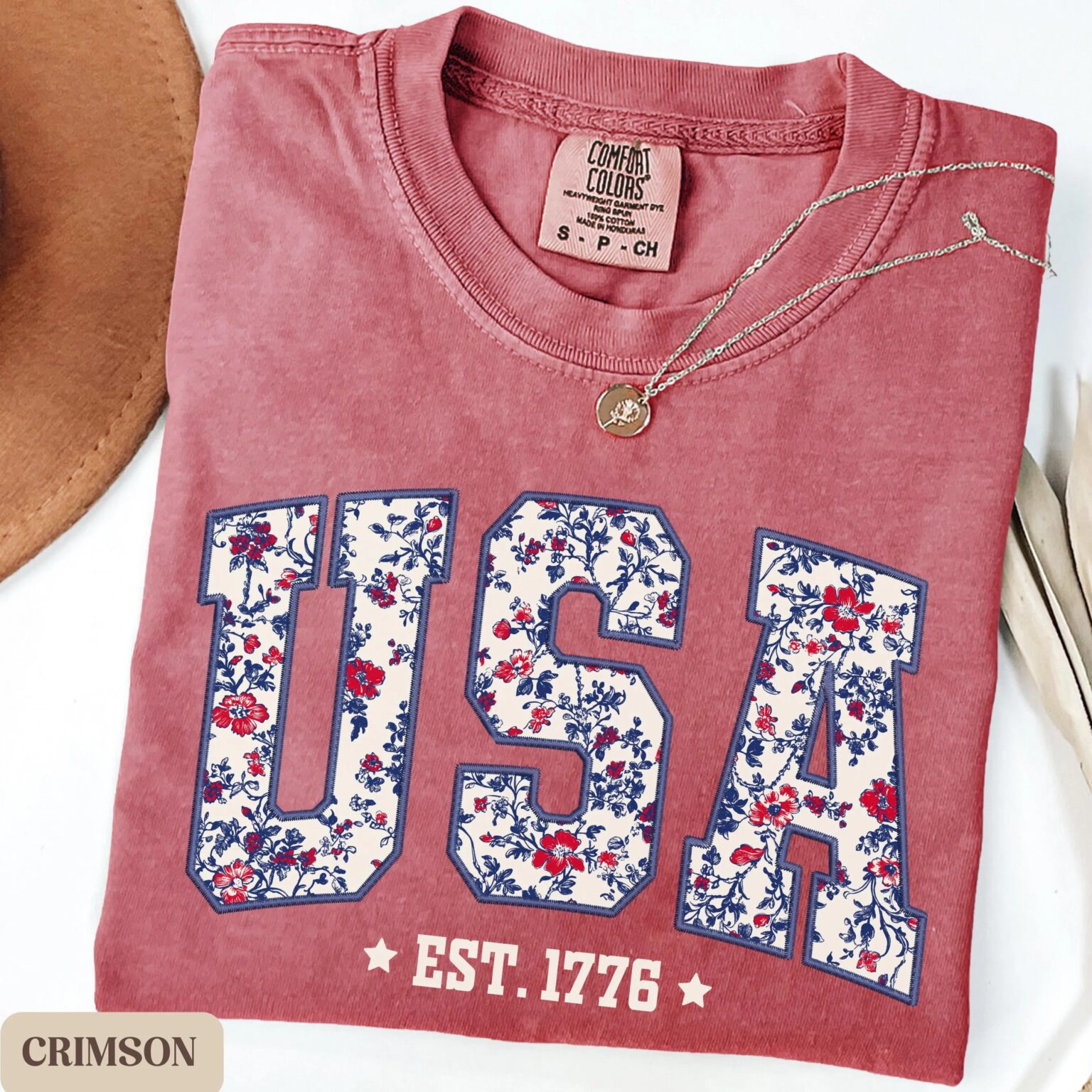 4th of July shirt, floral USA tee, summer patriotic shirt for women, America est 1776 shirt - Image 6