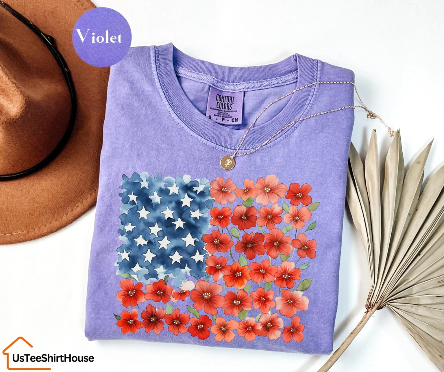 Comfort Colors Floral American Flag Shirt, 4th of July Shirt, Patriotic Shirt, Independence Day Shirt, Floral American Flag Shirt - Image 7