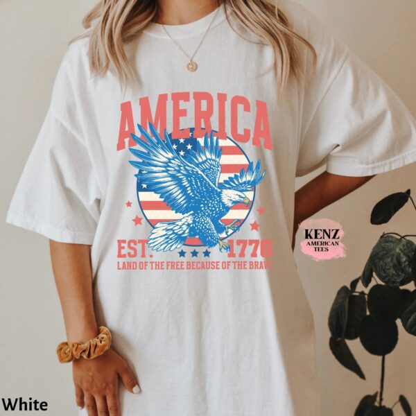 USA shirt, Summer BBQ t-shirt, Red White and Blue, America Tee, Comfort Colors® Women's 4th of July, Fourth of July Shirt T-Shirt